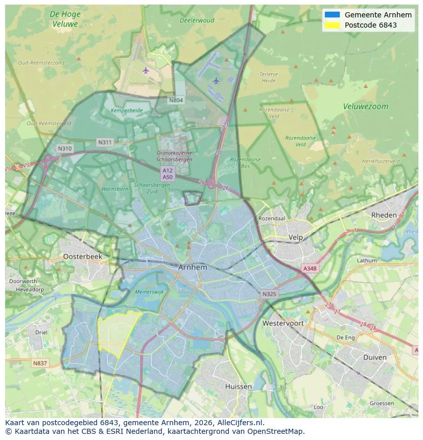 Postcodekaart voor 6843