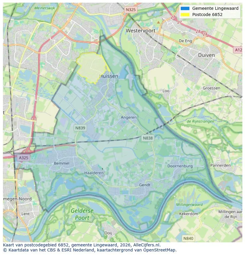 Postcodekaart voor 6852