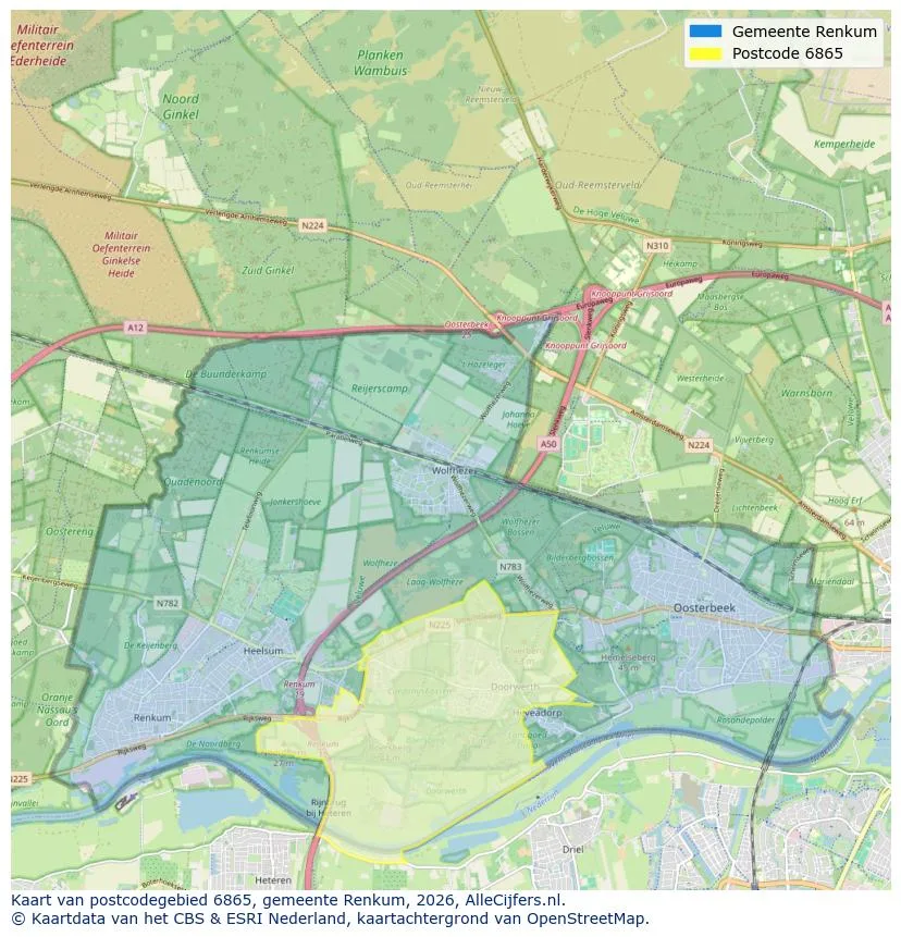 Postcodekaart voor 6865