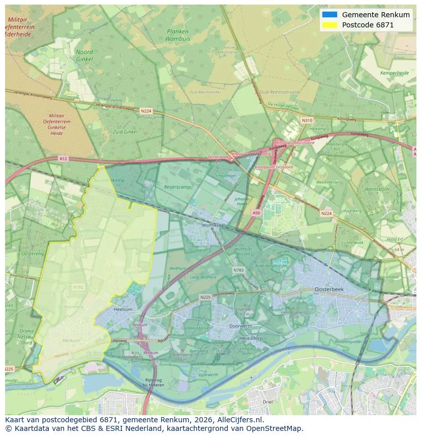 Postcodekaart voor 6871
