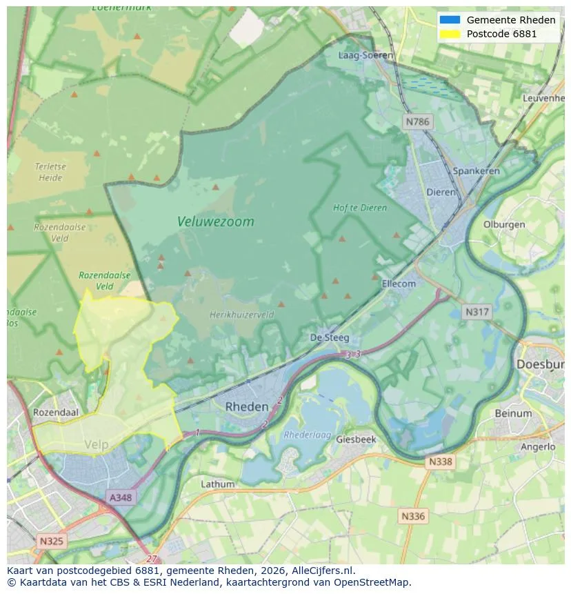Postcodekaart voor 6881