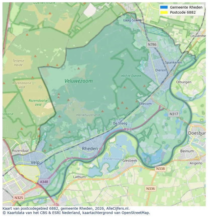 Postcodekaart voor 6882