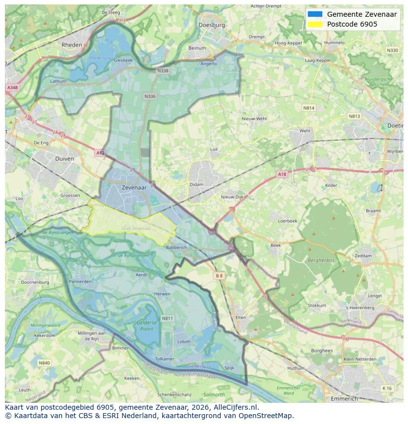 Mapa de códigos postales para 6905