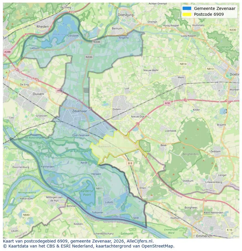 Postcodekaart voor 6909