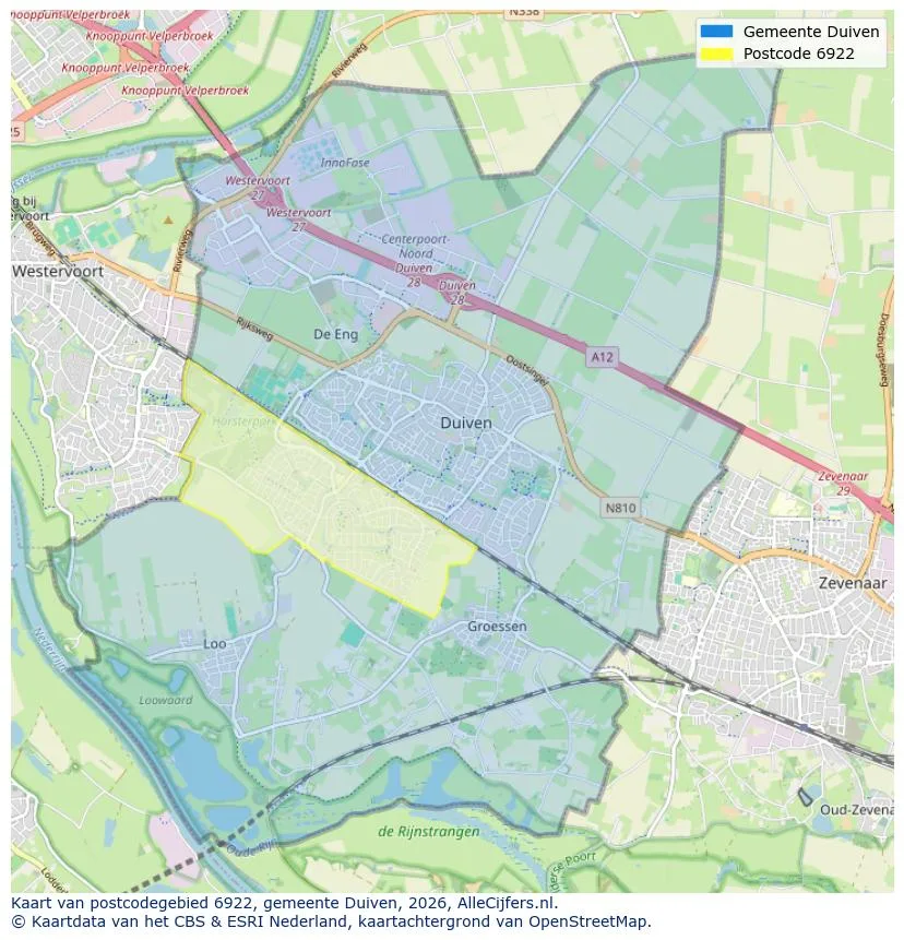 Postcodekaart voor 6922