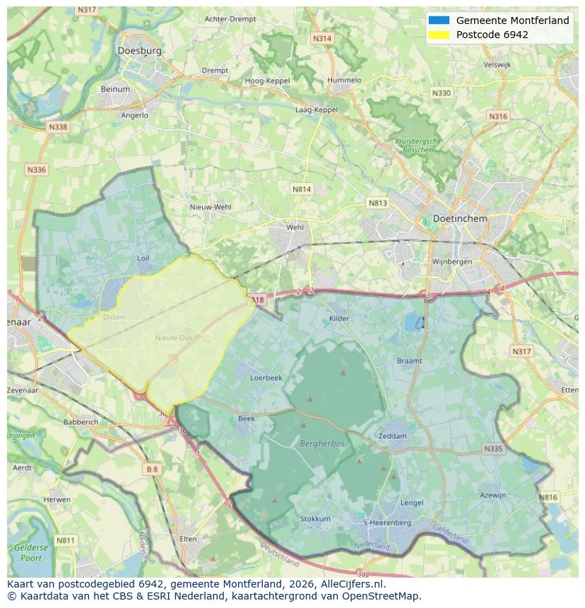 Postcodekaart voor 6942