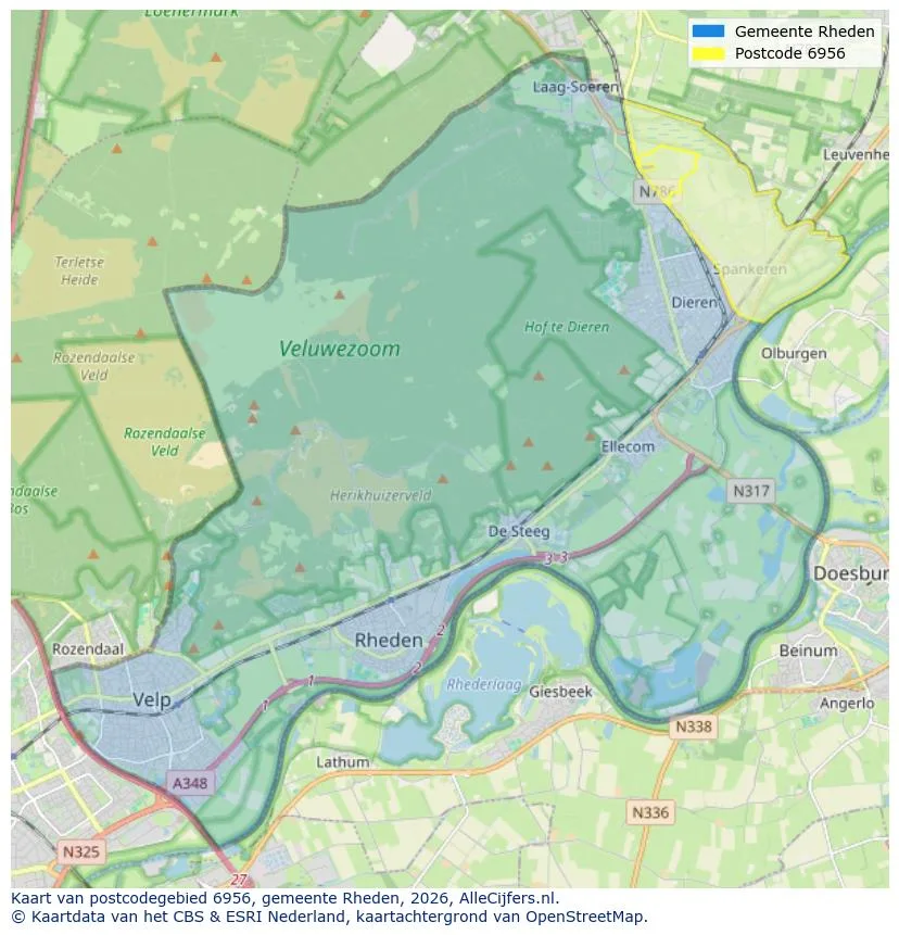 Postcodekaart voor 6956
