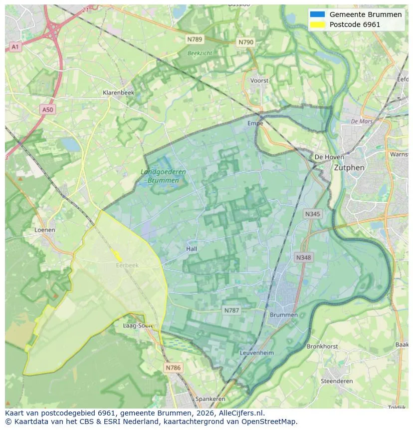 Postcodekaart voor 6961
