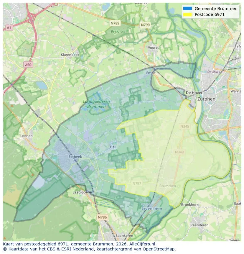 Postcodekaart voor 6971