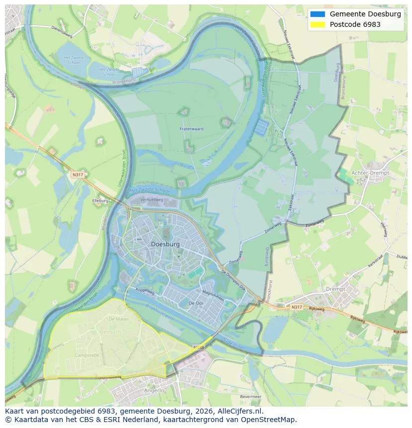 Postcodekaart voor 6983