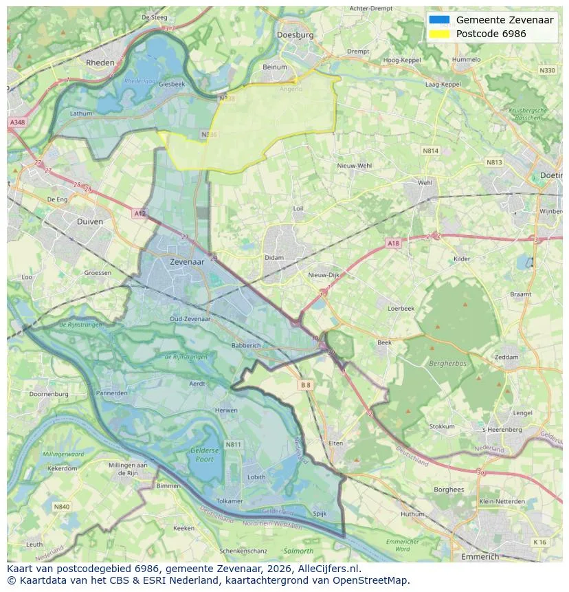 Mapa de códigos postales para 6986