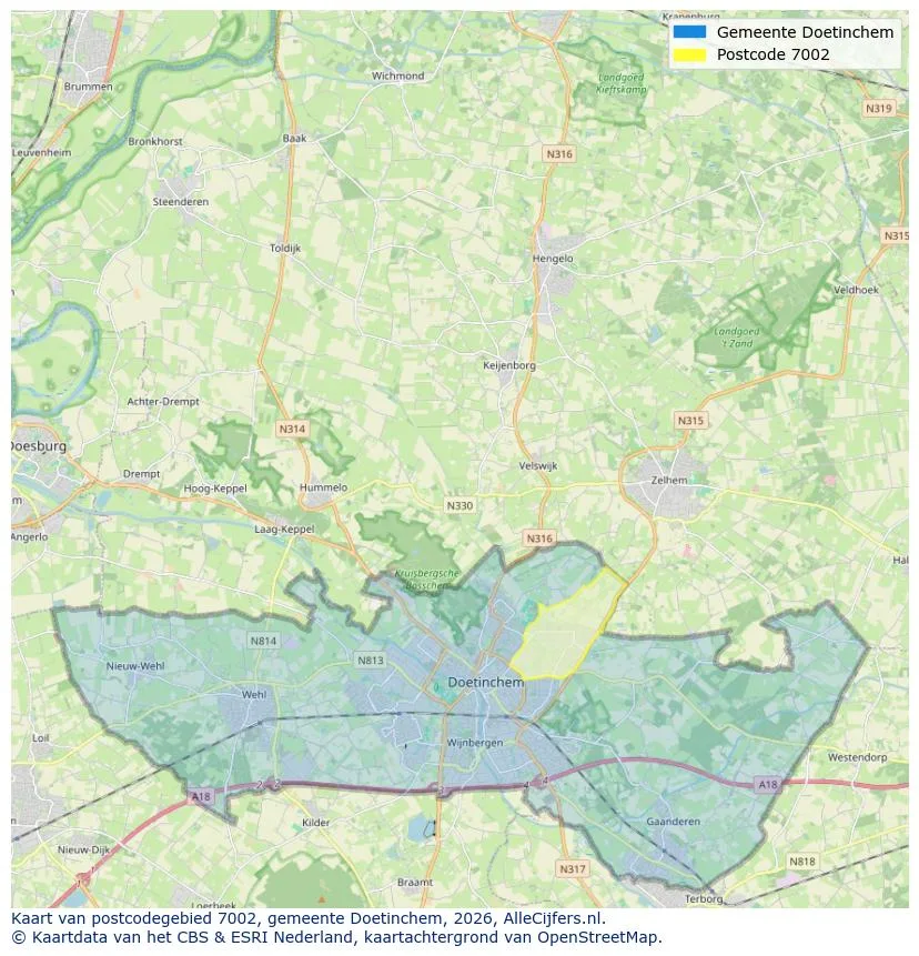 Postcodekaart voor 7002