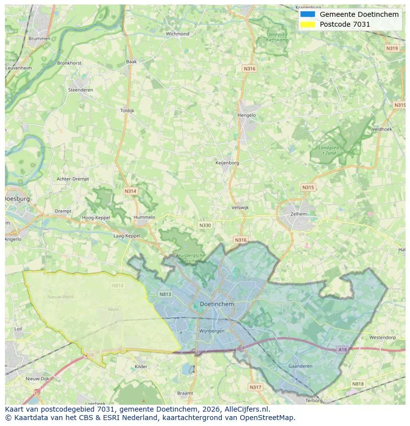 Postcodekaart voor 7031