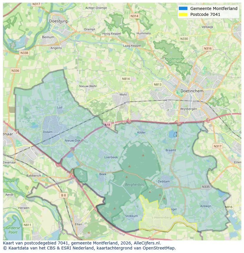Postcodekaart voor 7041
