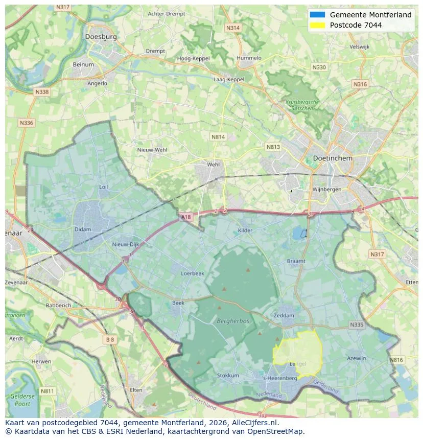 Postcodekaart voor 7044