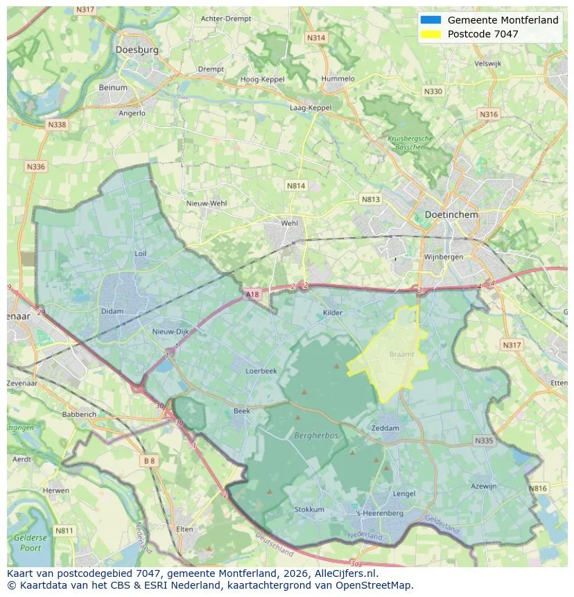 Postcodekaart voor 7047