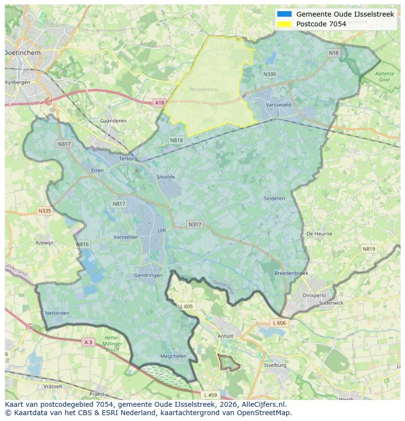Postcodekaart voor 7054