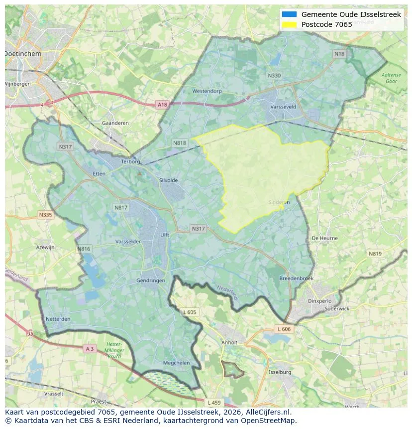 Postcodekaart voor 7065