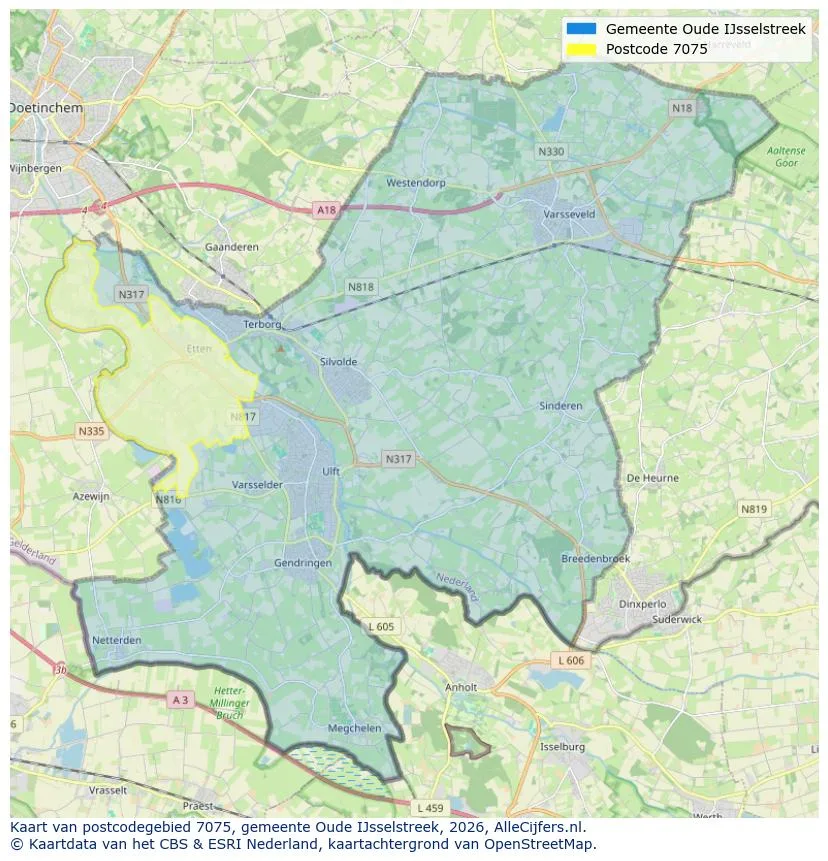 Postcodekaart voor 7075