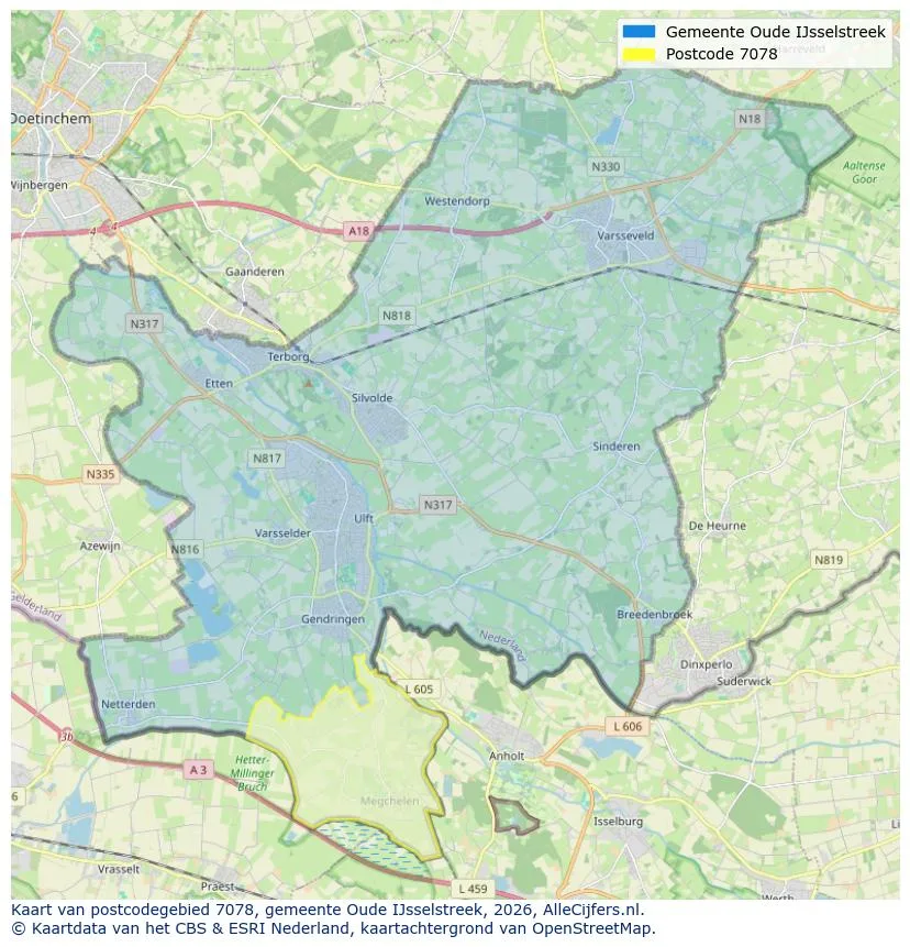 Postcodekaart voor 7078