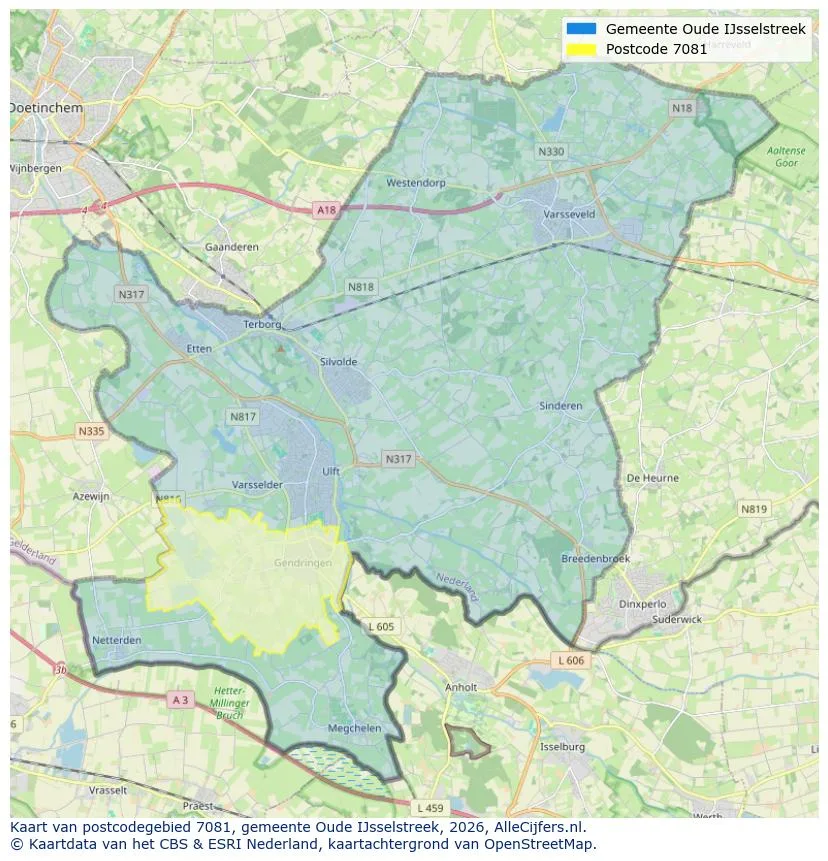 Postcodekaart voor 7081