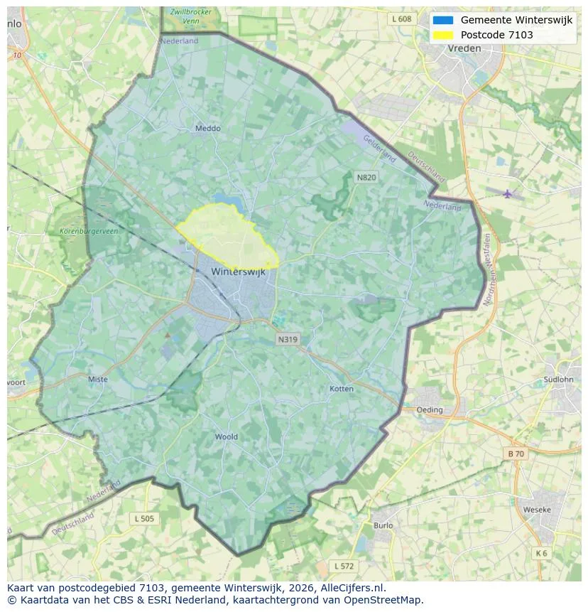 Postcodekaart voor 7103