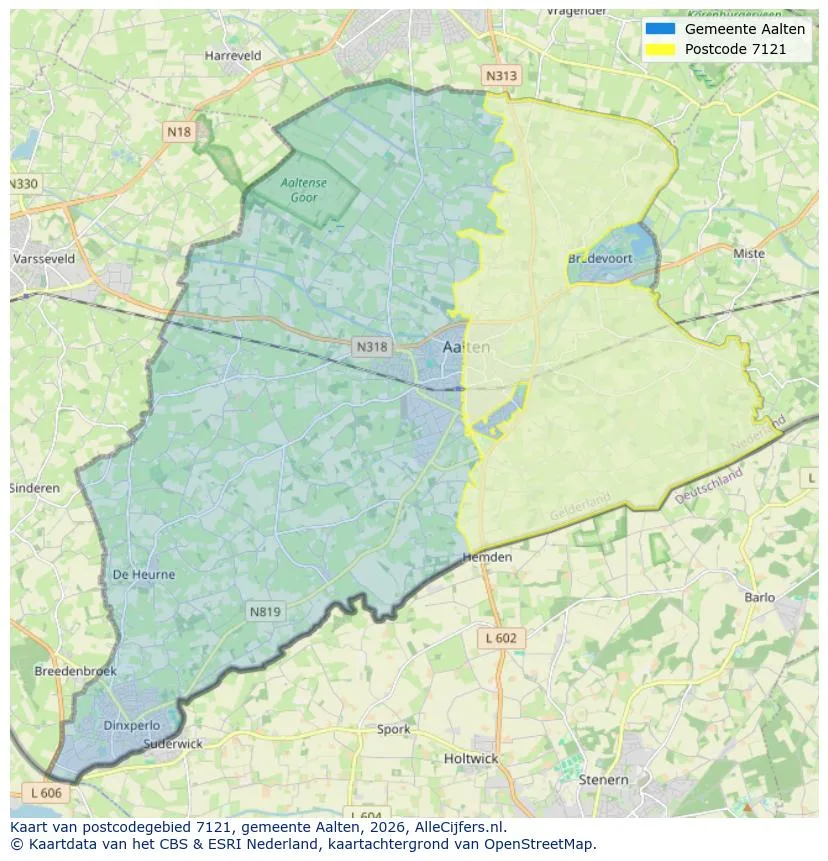 Postcodekaart voor 7121