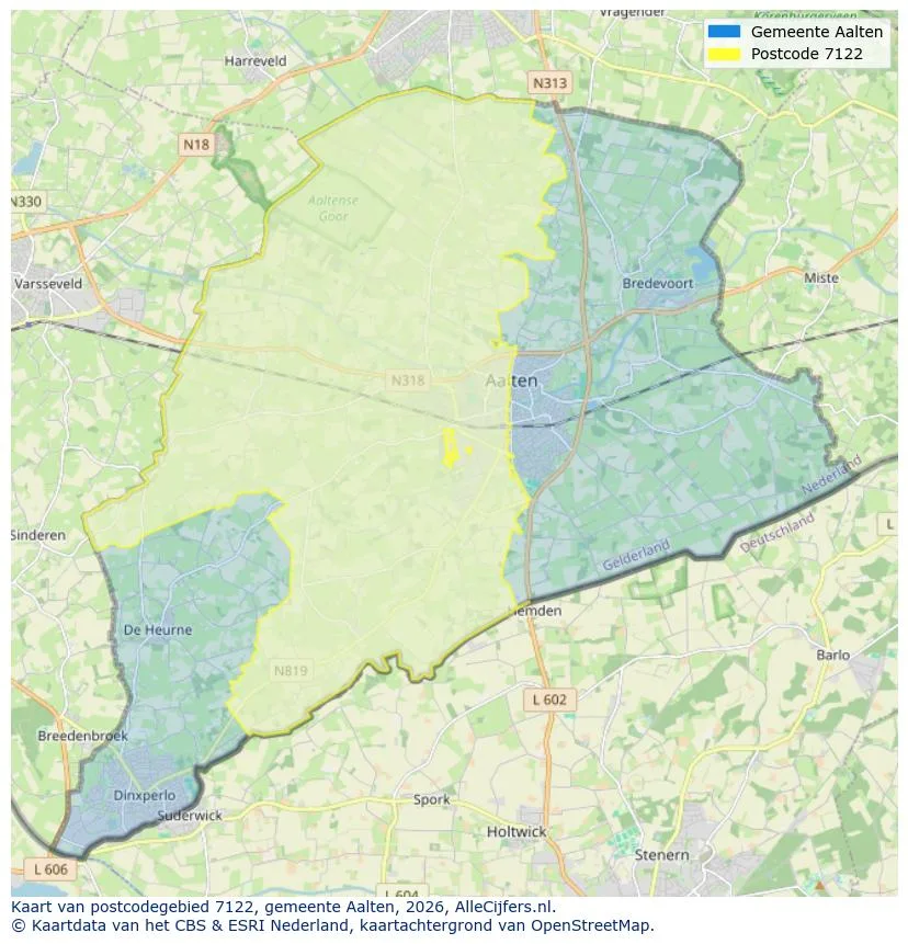 Postcodekaart voor 7122