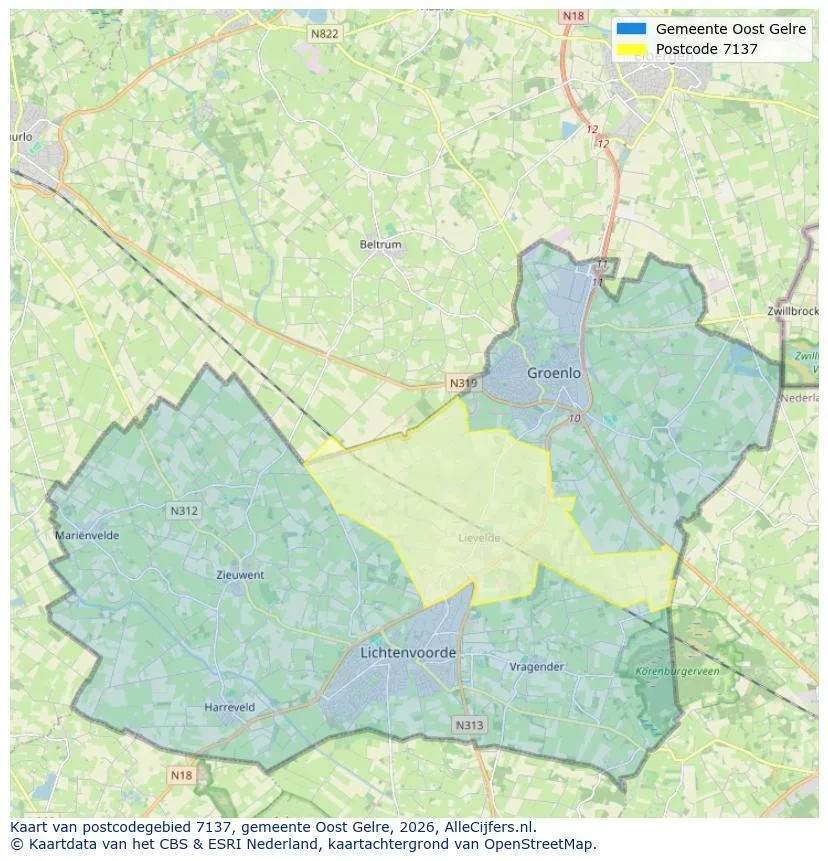 Postcodekaart voor 7137