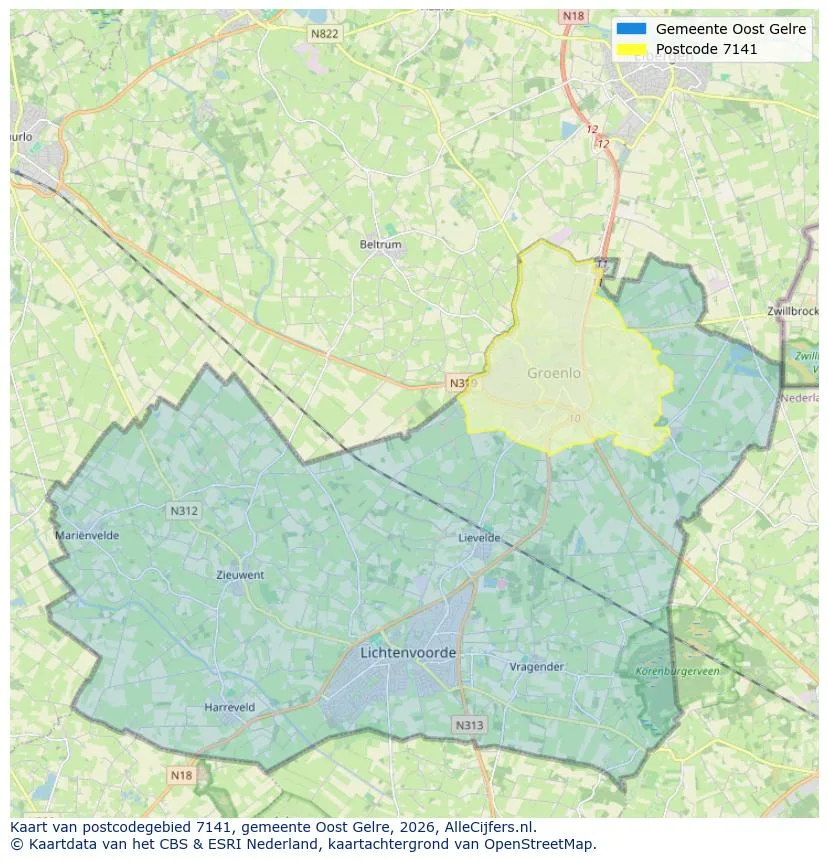Postcodekaart voor 7141