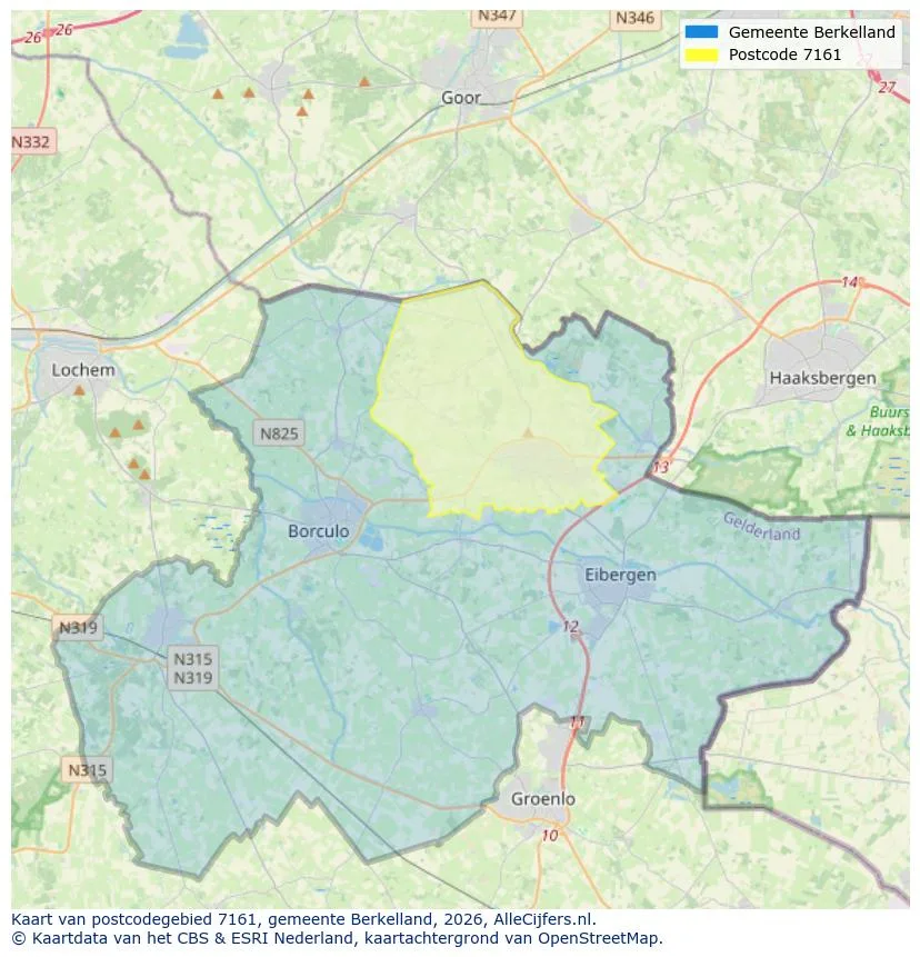 Postcodekaart voor 7161