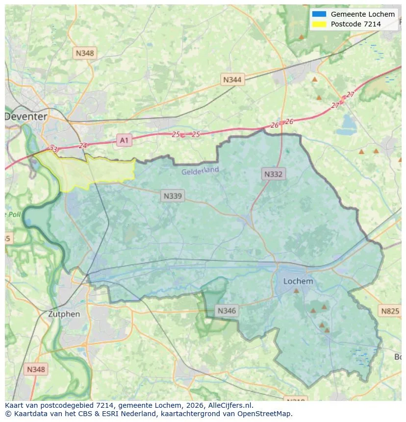 Postcodekaart voor 7214