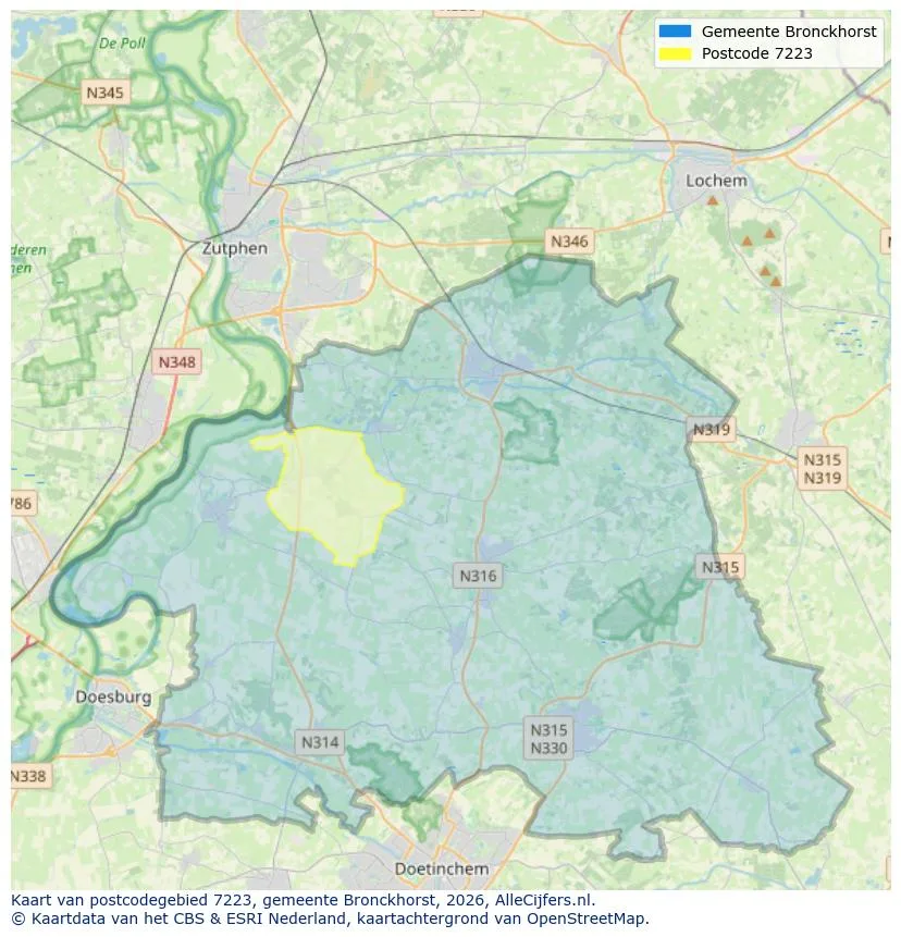 Postcodekaart voor 7223
