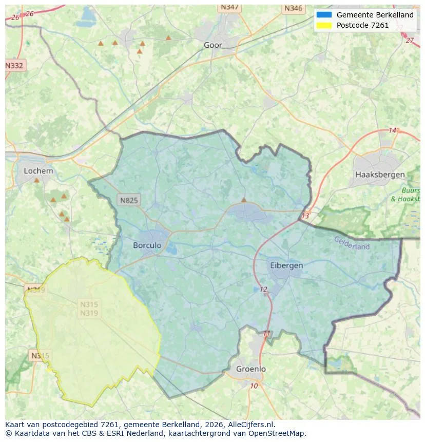 Postcodekaart voor 7261