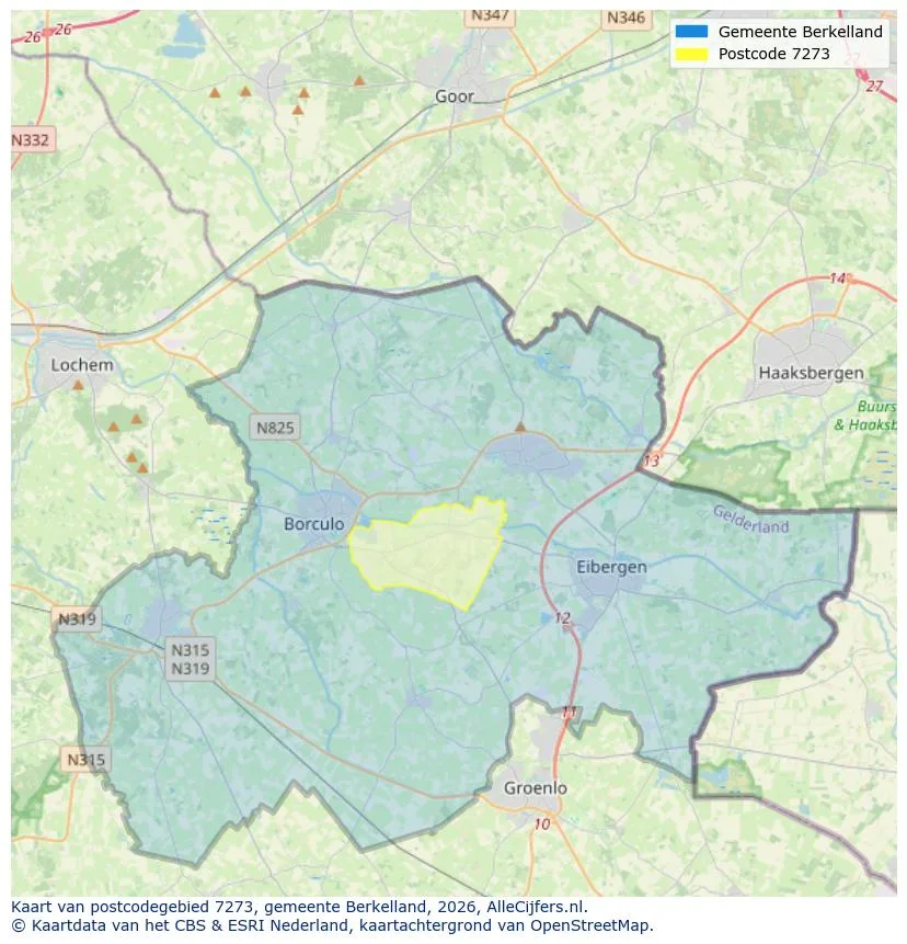 Postcode map for 7273
