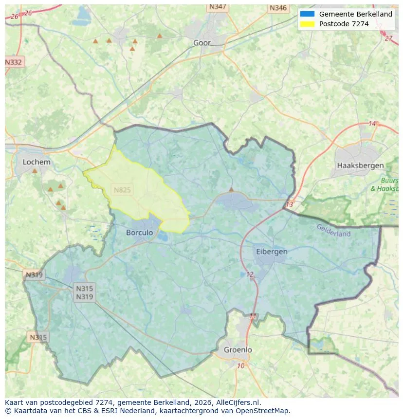 Postcodekaart voor 7274