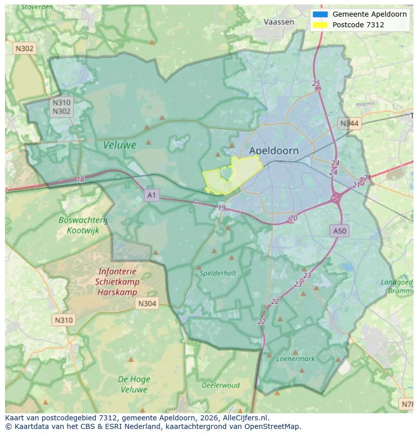 Postcodekaart voor 7312
