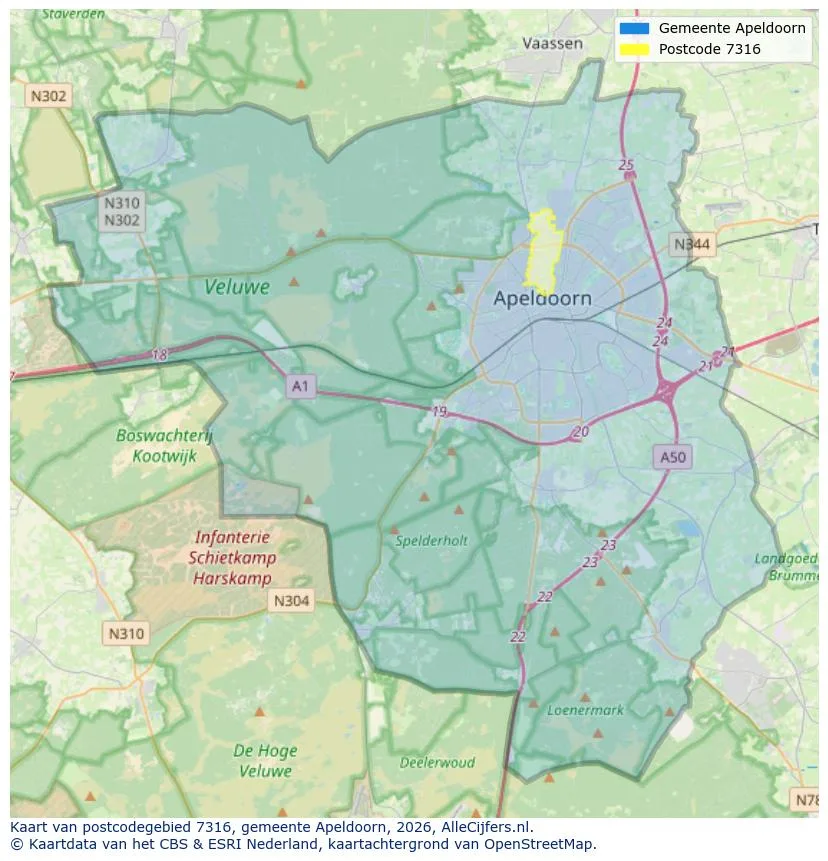 Postcodekaart voor 7316