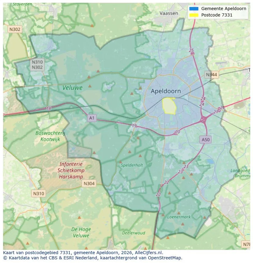 Postcodekaart voor 7331