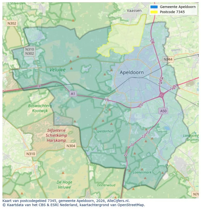 Postcodekaart voor 7345