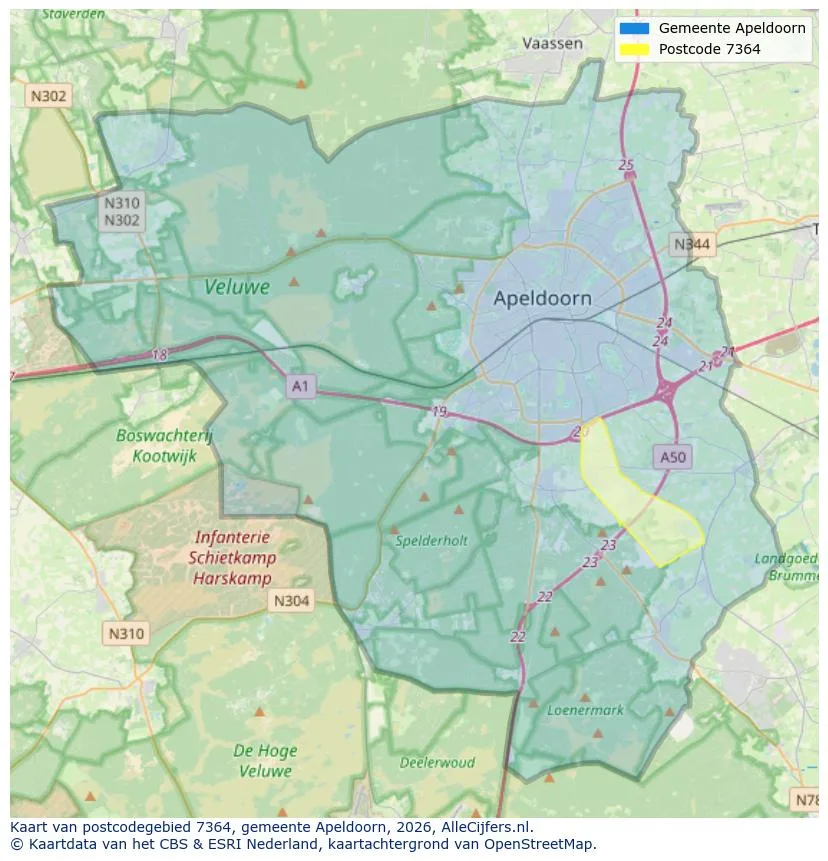 Postcodekaart voor 7364