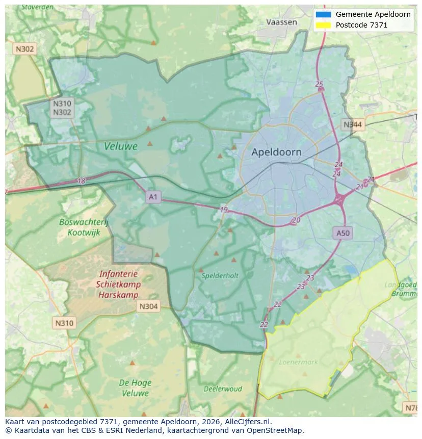 Postcodekaart voor 7371