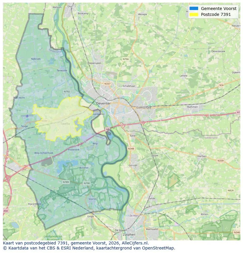 Postcodekaart voor 7391