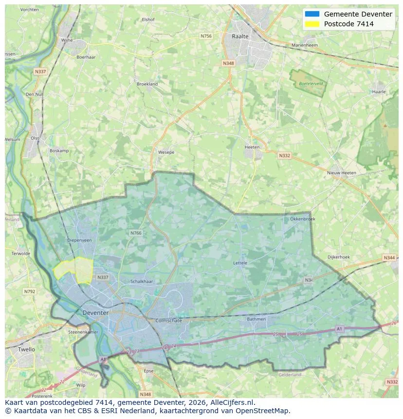 Postcode map for 7414