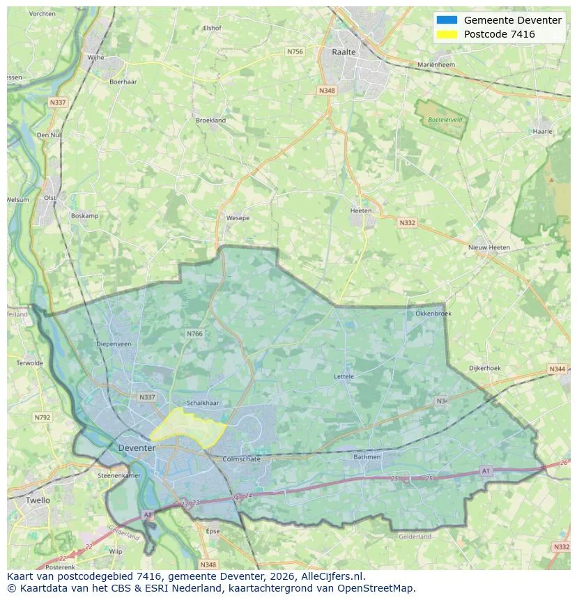 Postcodekaart voor 7416