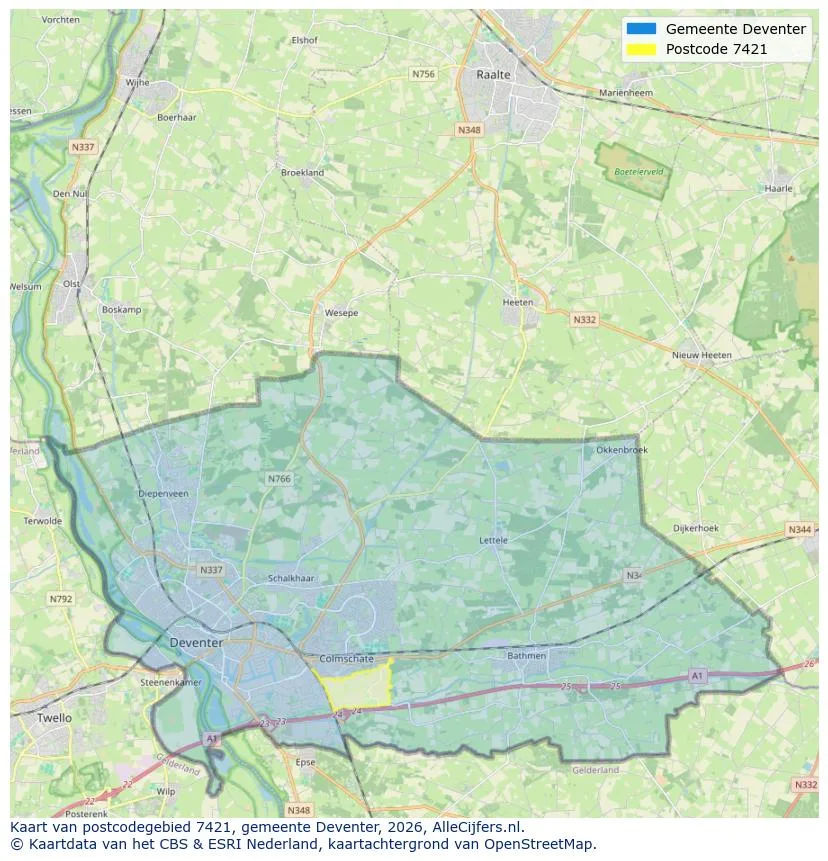 Mapa de códigos postales para 7421