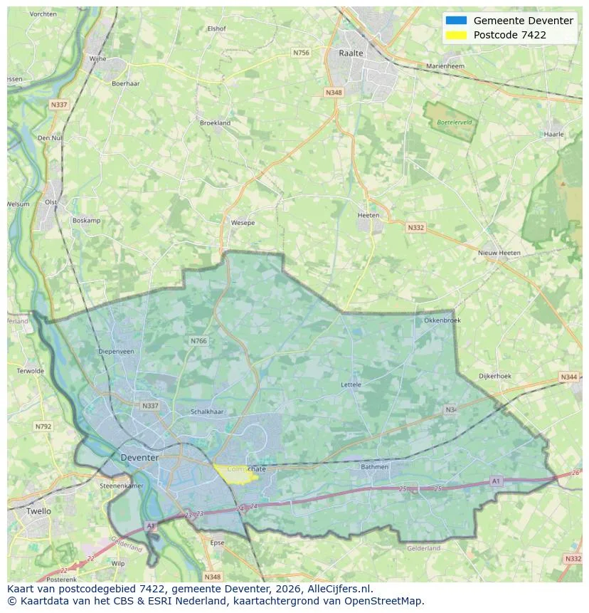 Postcodekaart voor 7422