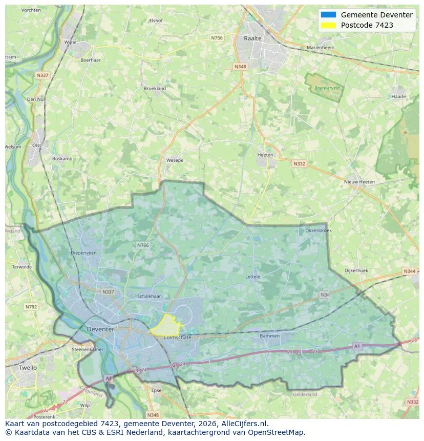 Postcodekaart voor 7423