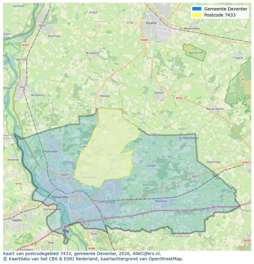 Postcodekaart voor 7433