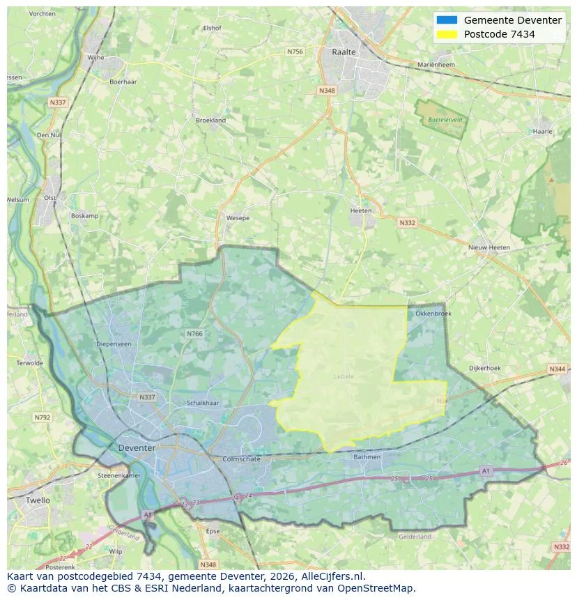 Postcodekaart voor 7434
